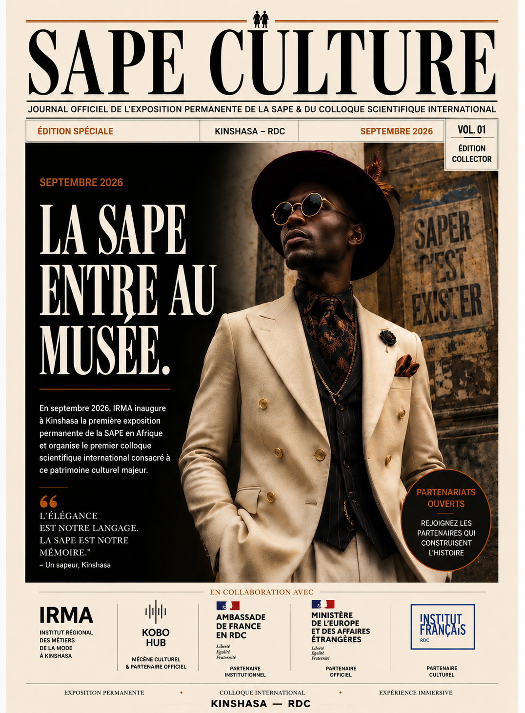 Une du Journal SAPE Culture : La SAPE entre au musée